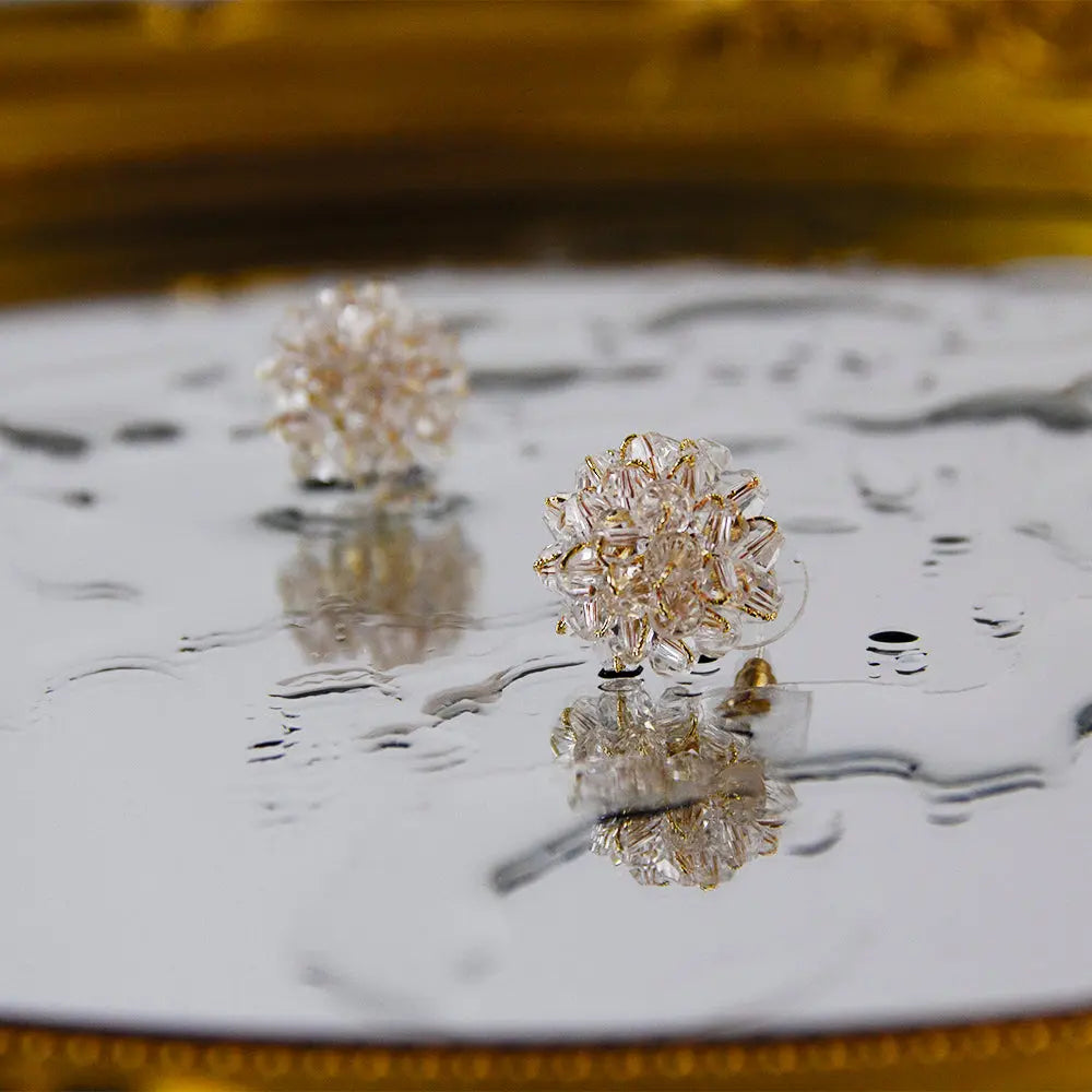 Dahlia Crystal Flower Stud Earrings