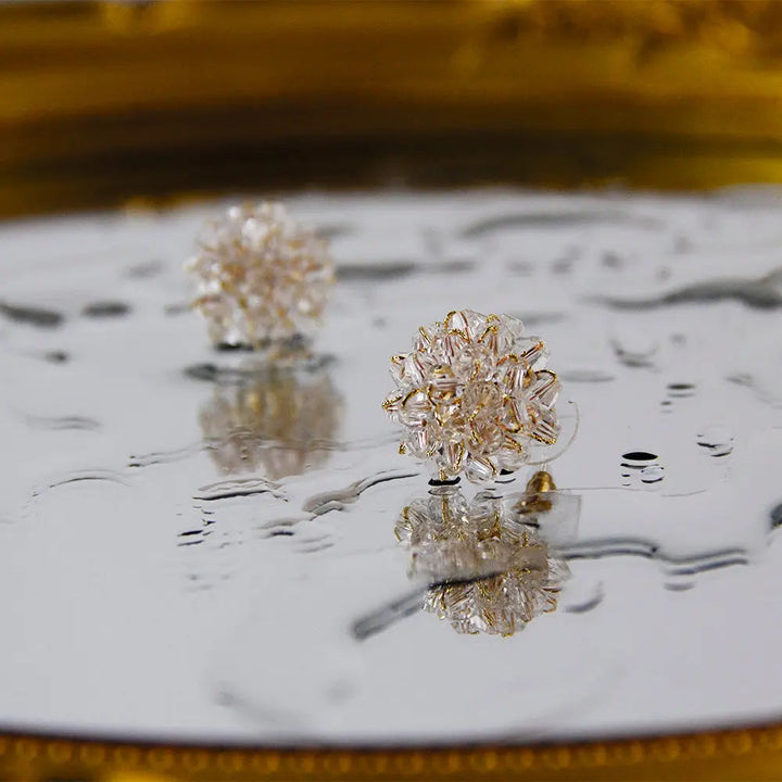 Dahlia Crystal Flower Stud Earrings