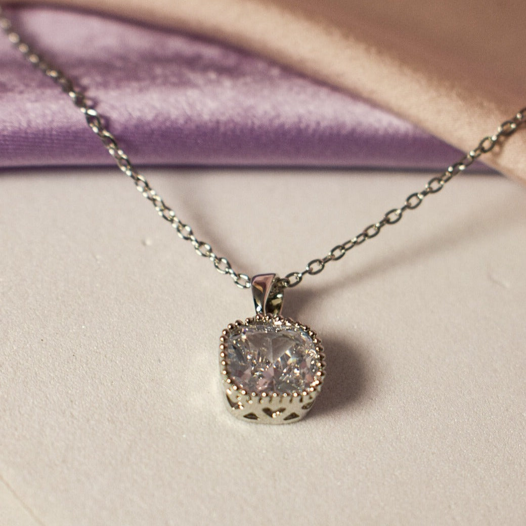 Dainty Silver Diamond Elegance Pendant