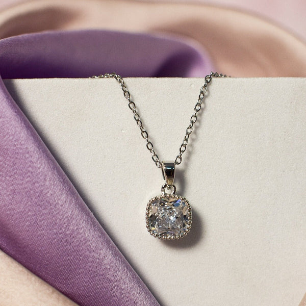 Dainty Silver Diamond Elegance Pendant