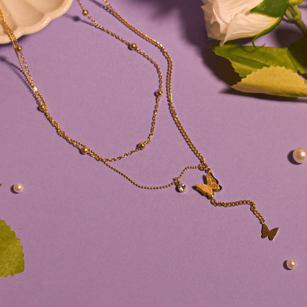 Dainty Winged Splendor Gold Necklace