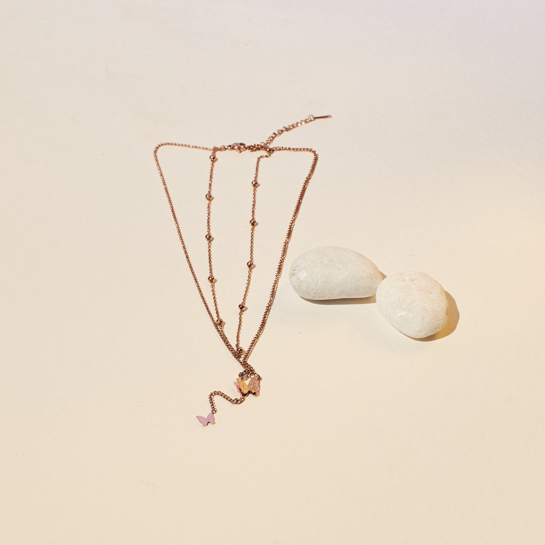 Dainty Winged Splendor Rose Gold Necklace Salty