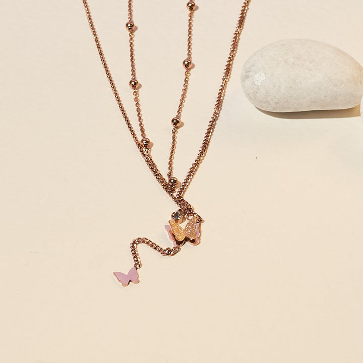 Dainty Winged Splendor Rose Gold Necklace