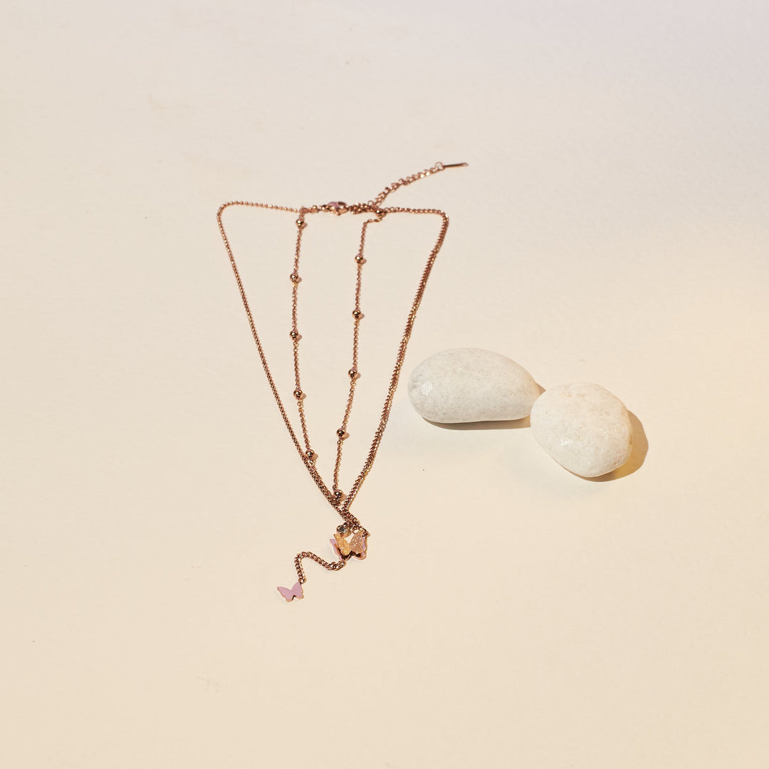 Dainty Winged Splendor Rose Gold Necklace