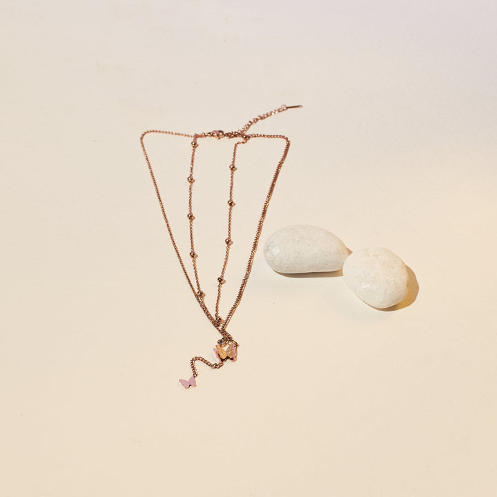 Dainty Winged Splendor Rose Gold Necklace