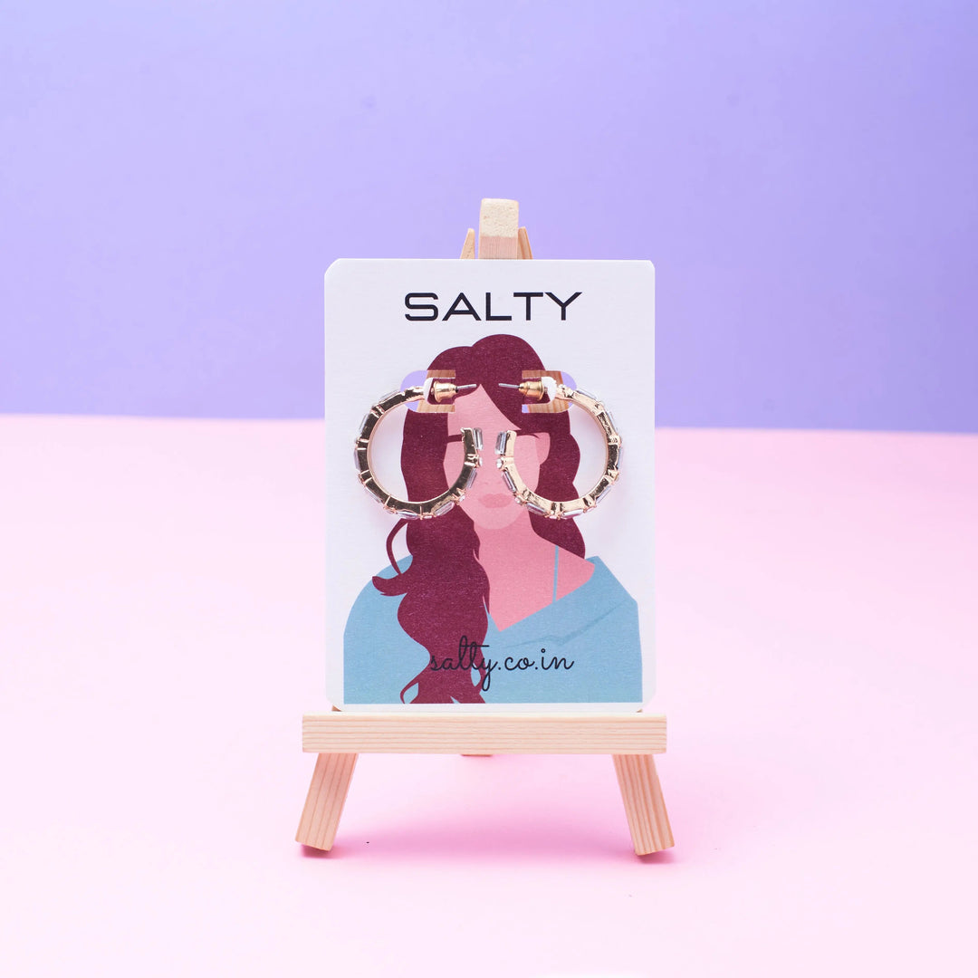 Diamond-Cut Golden Hoops | Salty