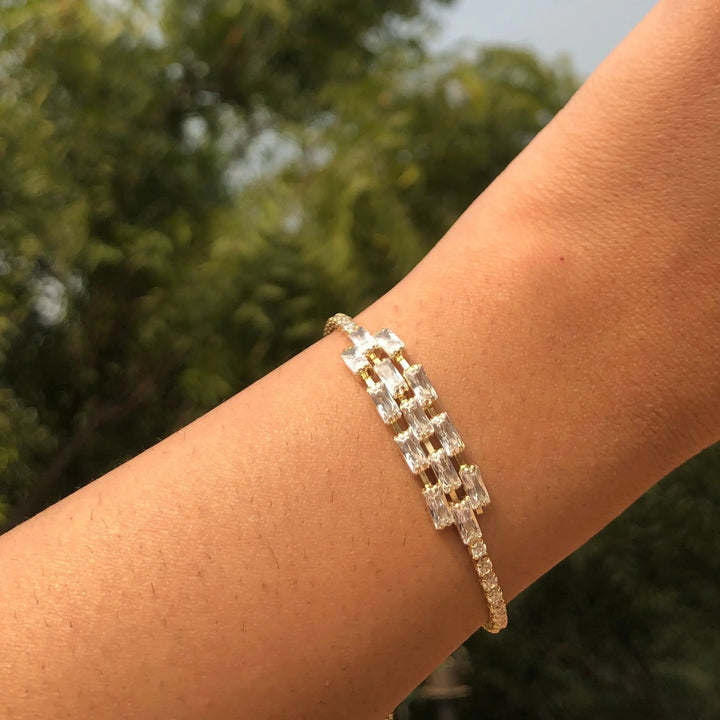 Diamond Filled Bracelet - Gold - Salty Accessories