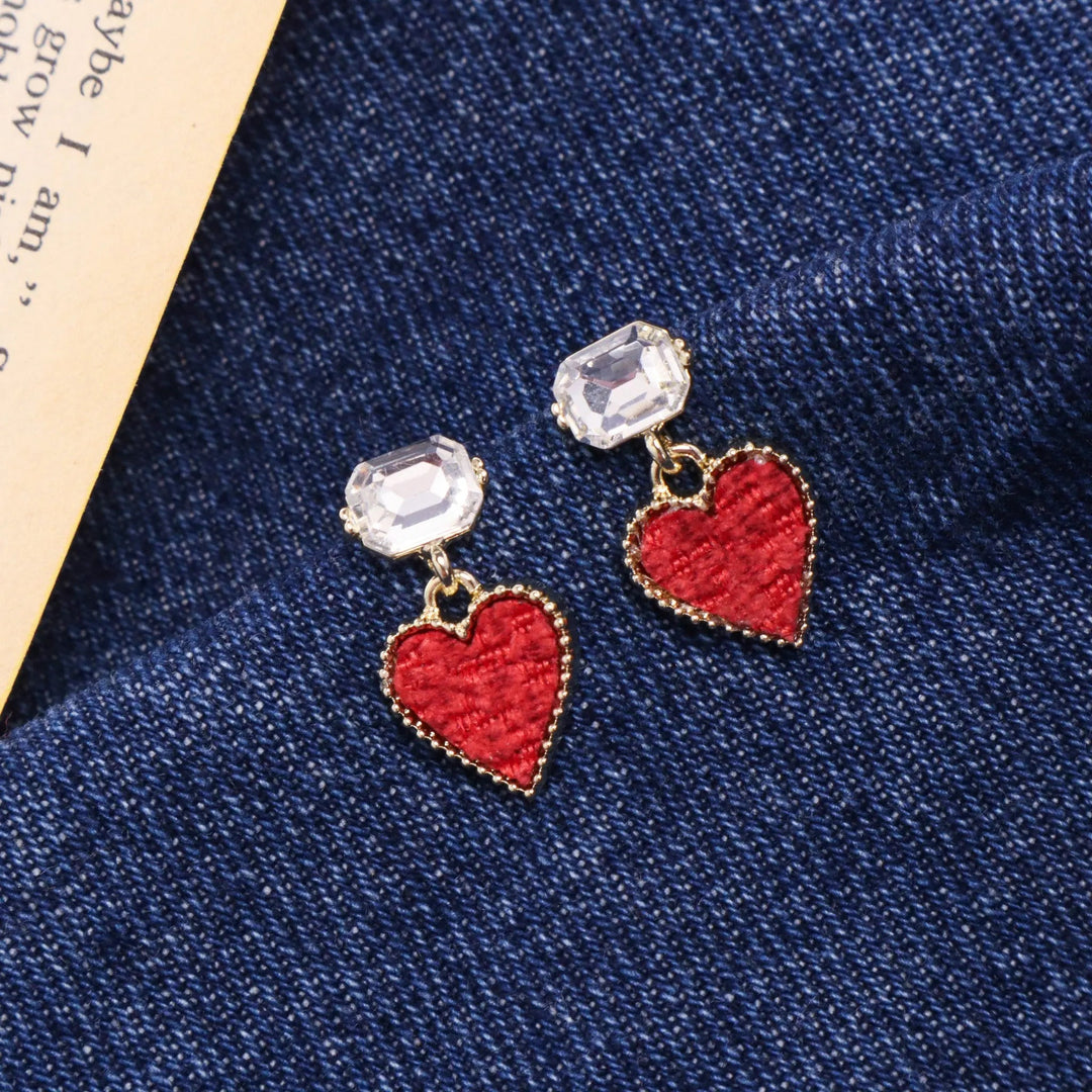 Diamond Red Heart Pretty Earrings - Salty Accessories