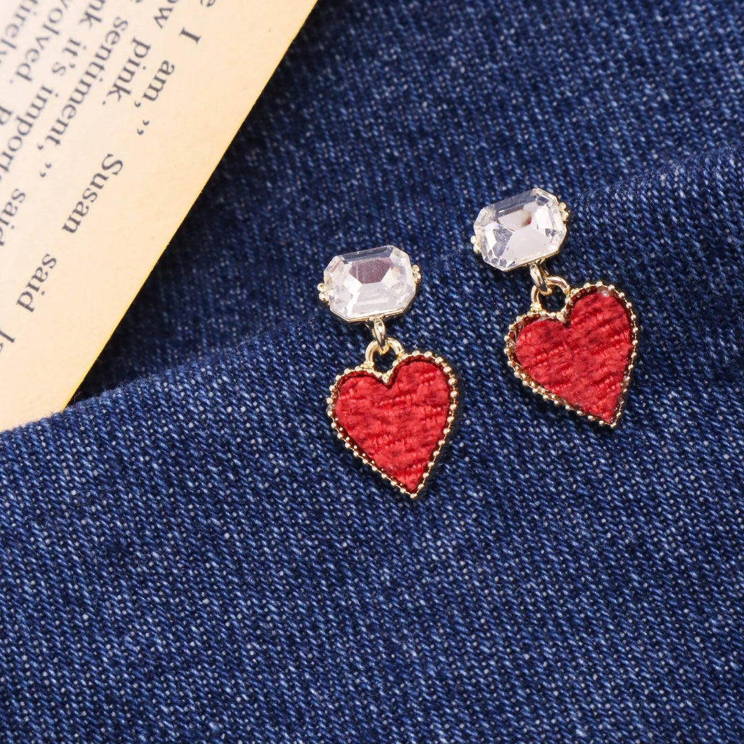 Diamond Red Heart Pretty Earrings - Salty Accessories