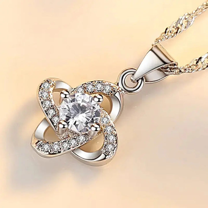 Diamond Twister Flower Necklace - Silver - Salty Accessories