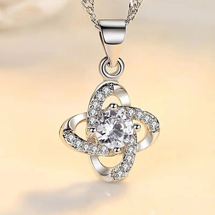 Diamond Twister Flower Necklace - Silver - Salty Accessories