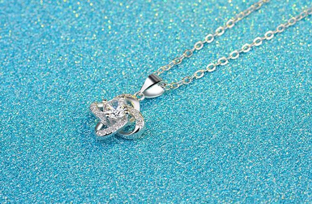 Diamond Twister Flower Necklace - Silver - Salty Accessories