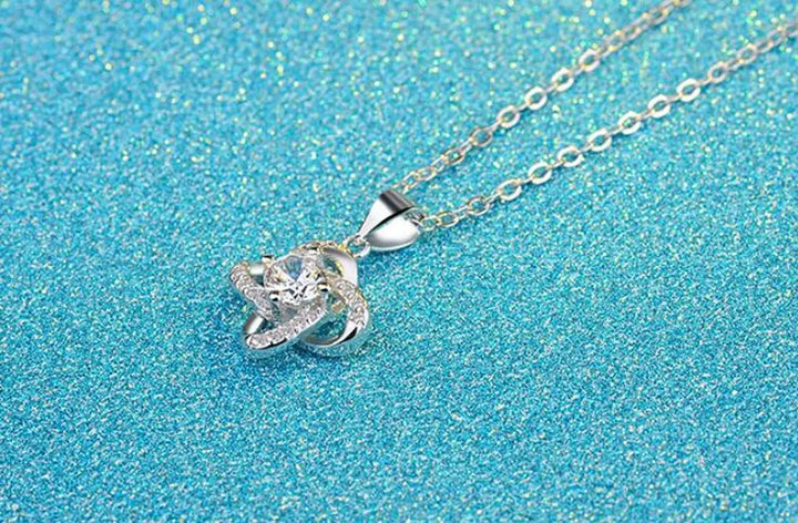 Diamond Twister Flower Necklace - Silver - Salty Accessories