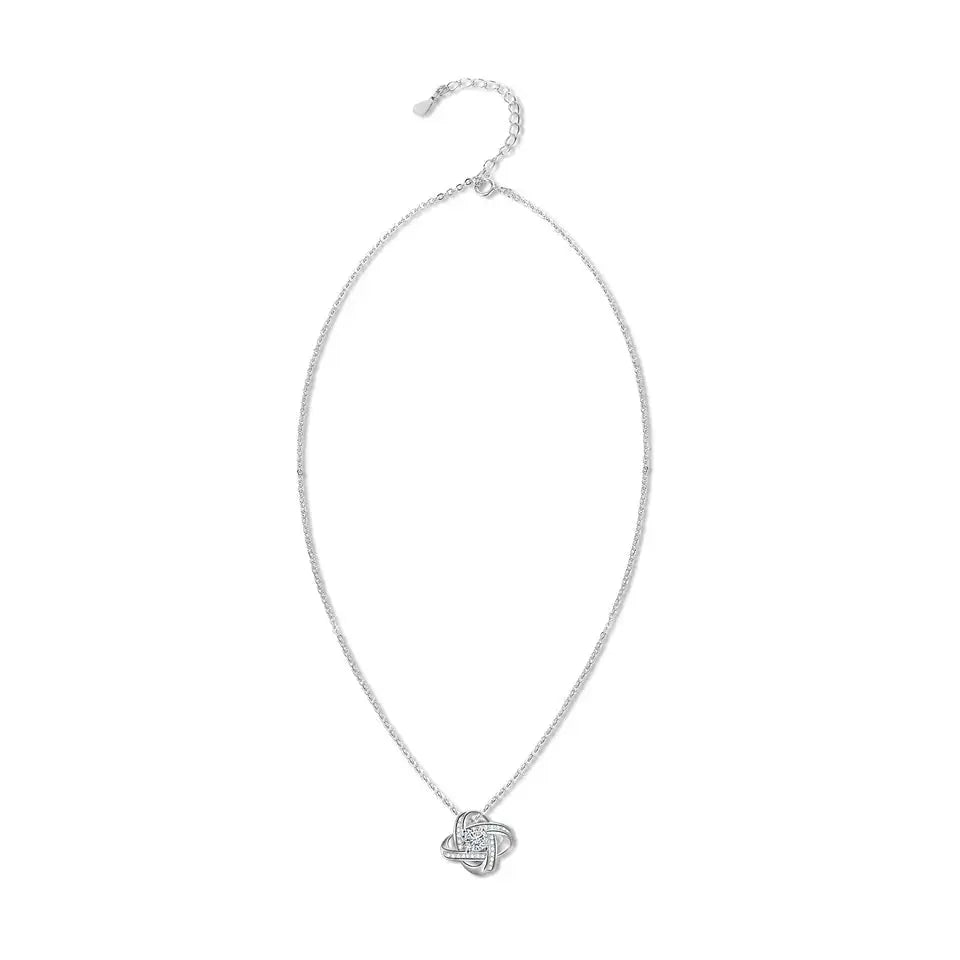 Diamond Twister Flower Necklace - Silver - Salty Accessories