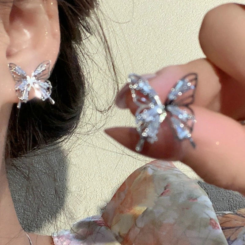 Diamond Butterfly Stud Earrings Salty