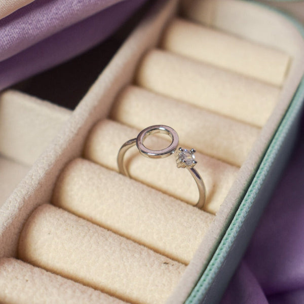 Diamond Circle Silver Ring