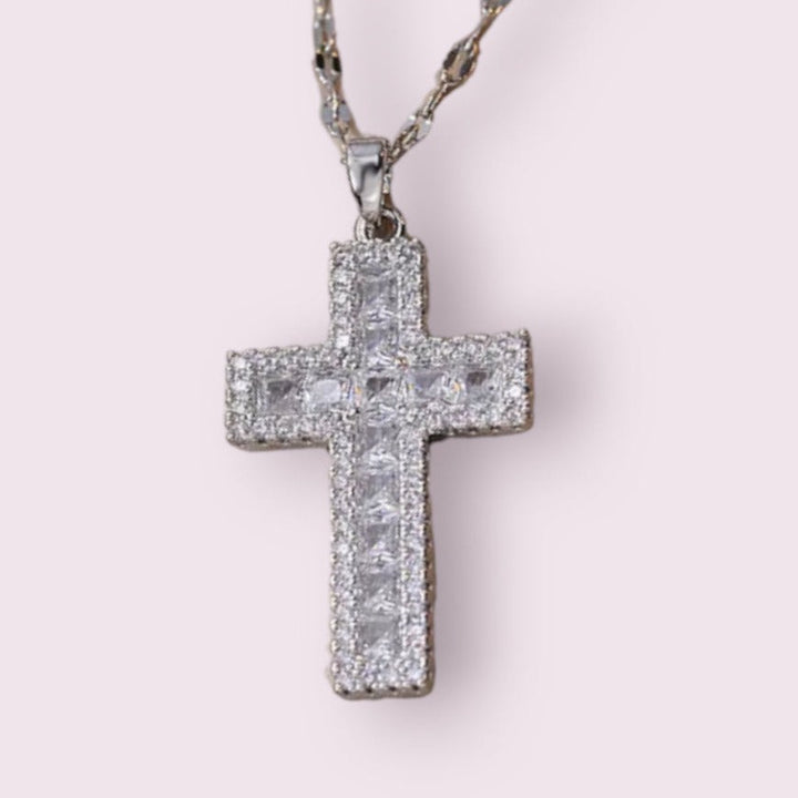 Diamond Filled Big silver Cross
