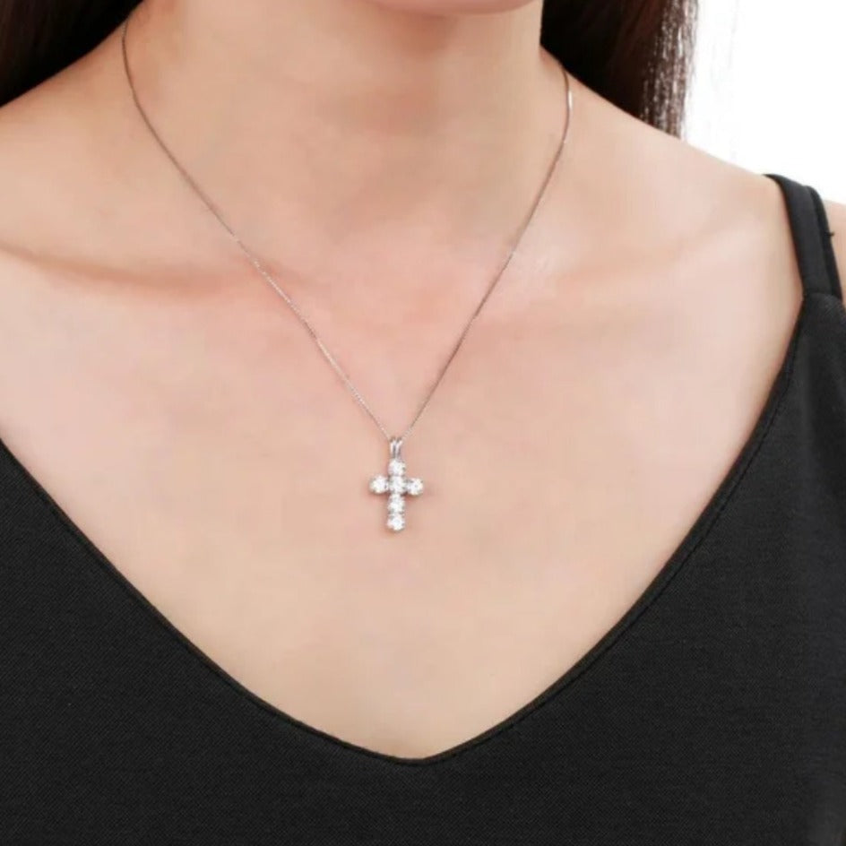 Diamond Filled Silver Cross - Salty Accessories