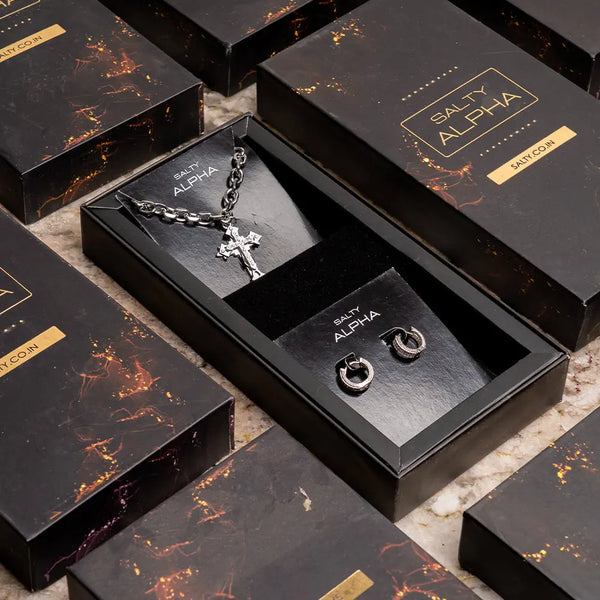 Divine Cross Pendant Necklace with Sophisticated Silver Earrings