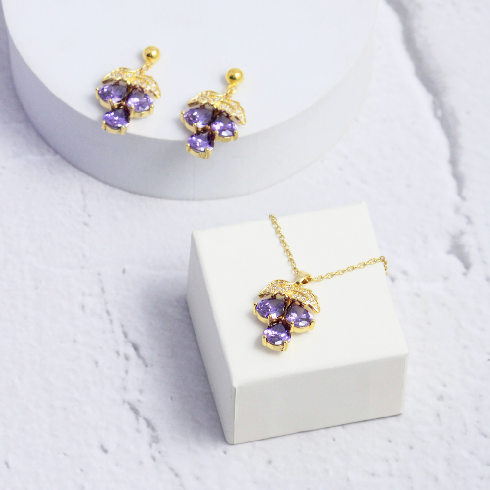 Divine Gem Earrings and Neckalce Set