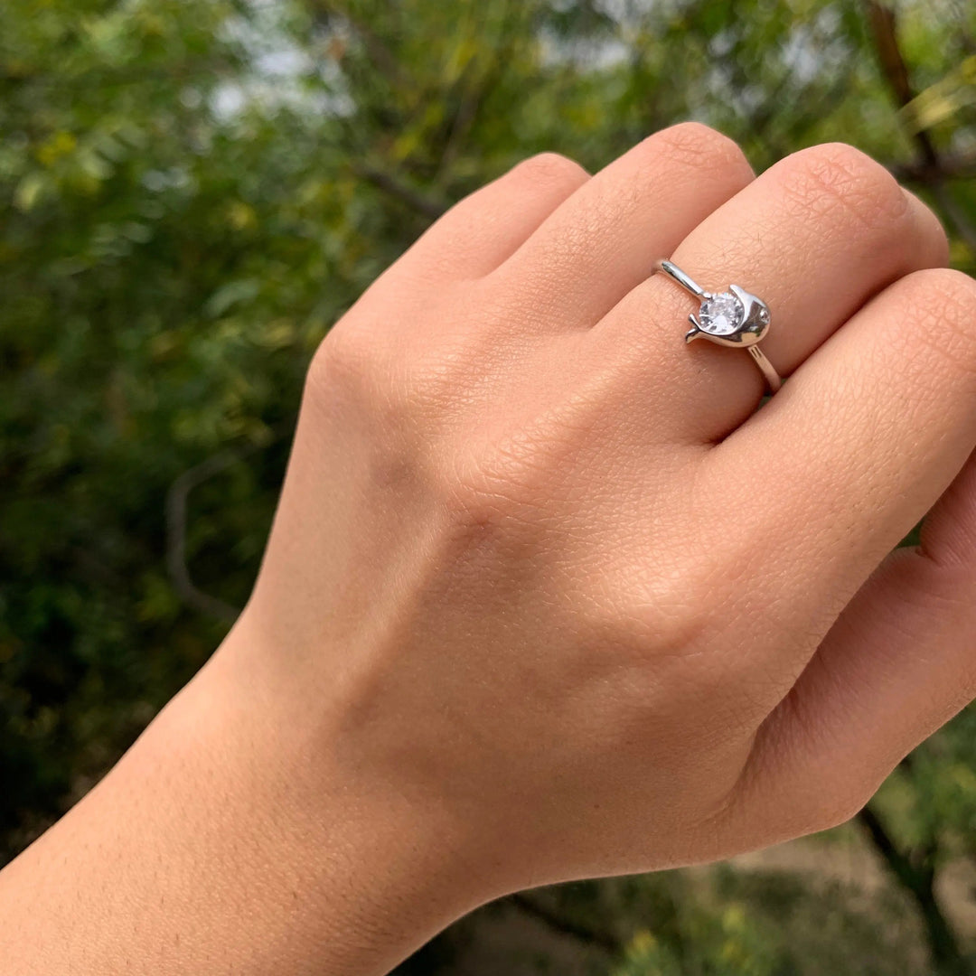 Dolphin Crystal Ring - Silver - Salty Accessories