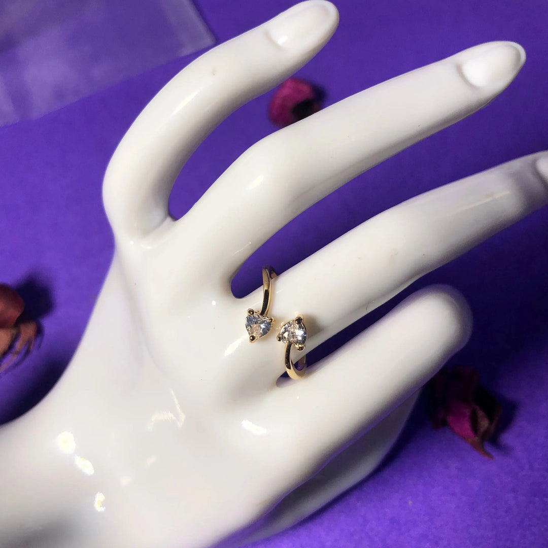 Double Diamond Heart Ring - Salty Accessories