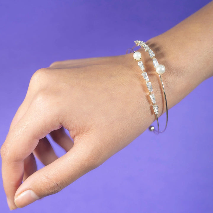 Double Layer Crystal Bracelet - Gold - Salty Accessories