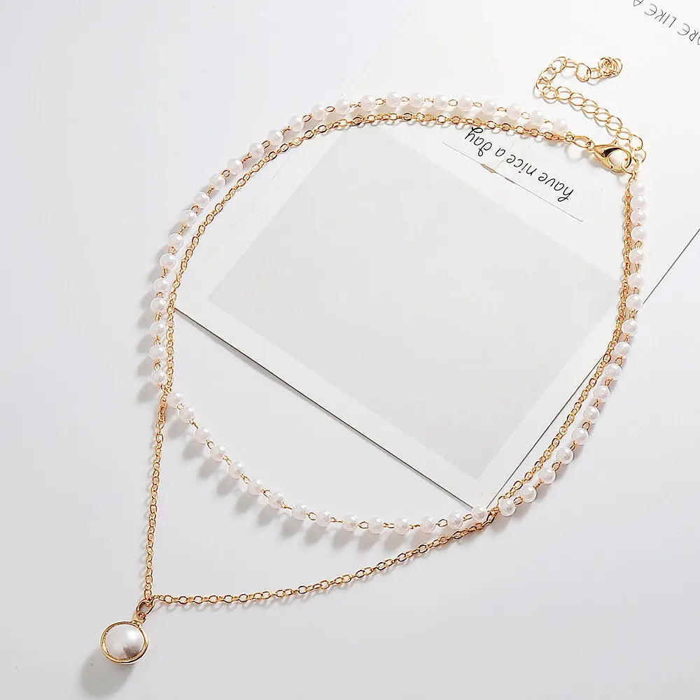 Double Layer Pearl Necklace - Salty Accessories
