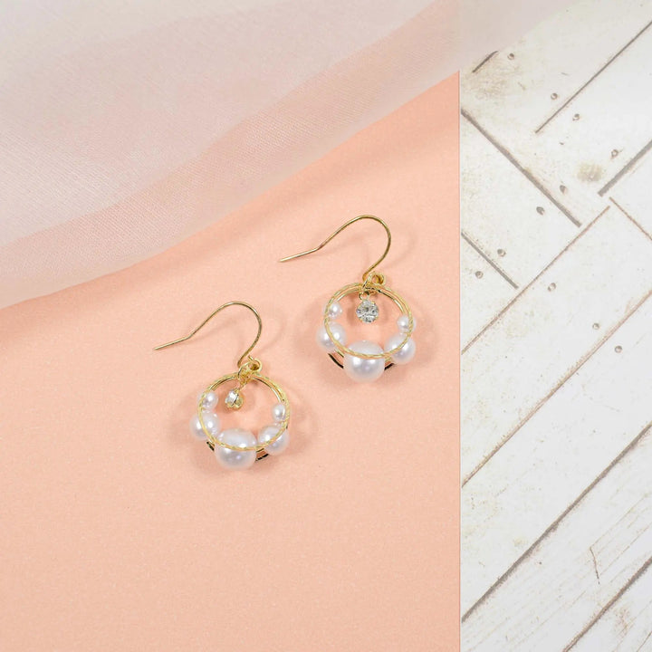 Double ring pearl small hoop earrings - Salty Accessories