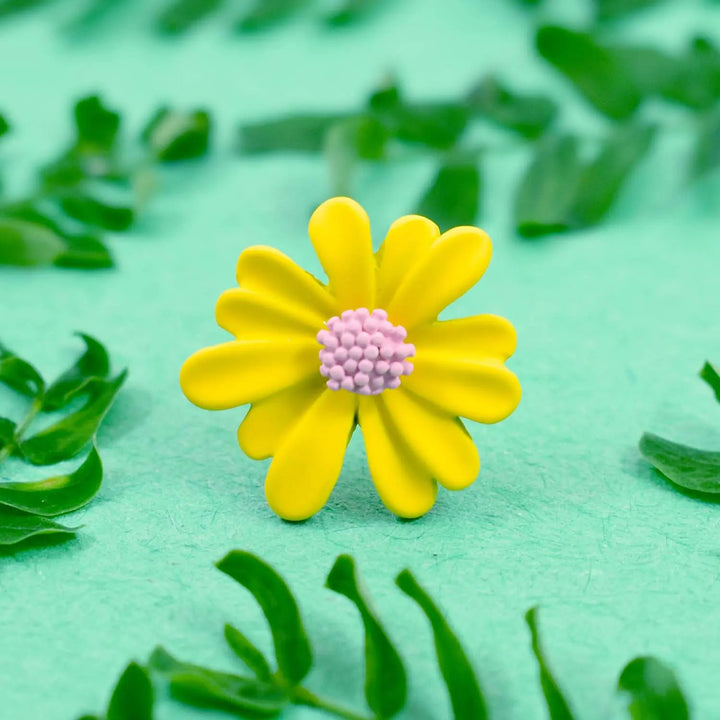 Dreamy Daisy Pink Yellow Flower Earrings