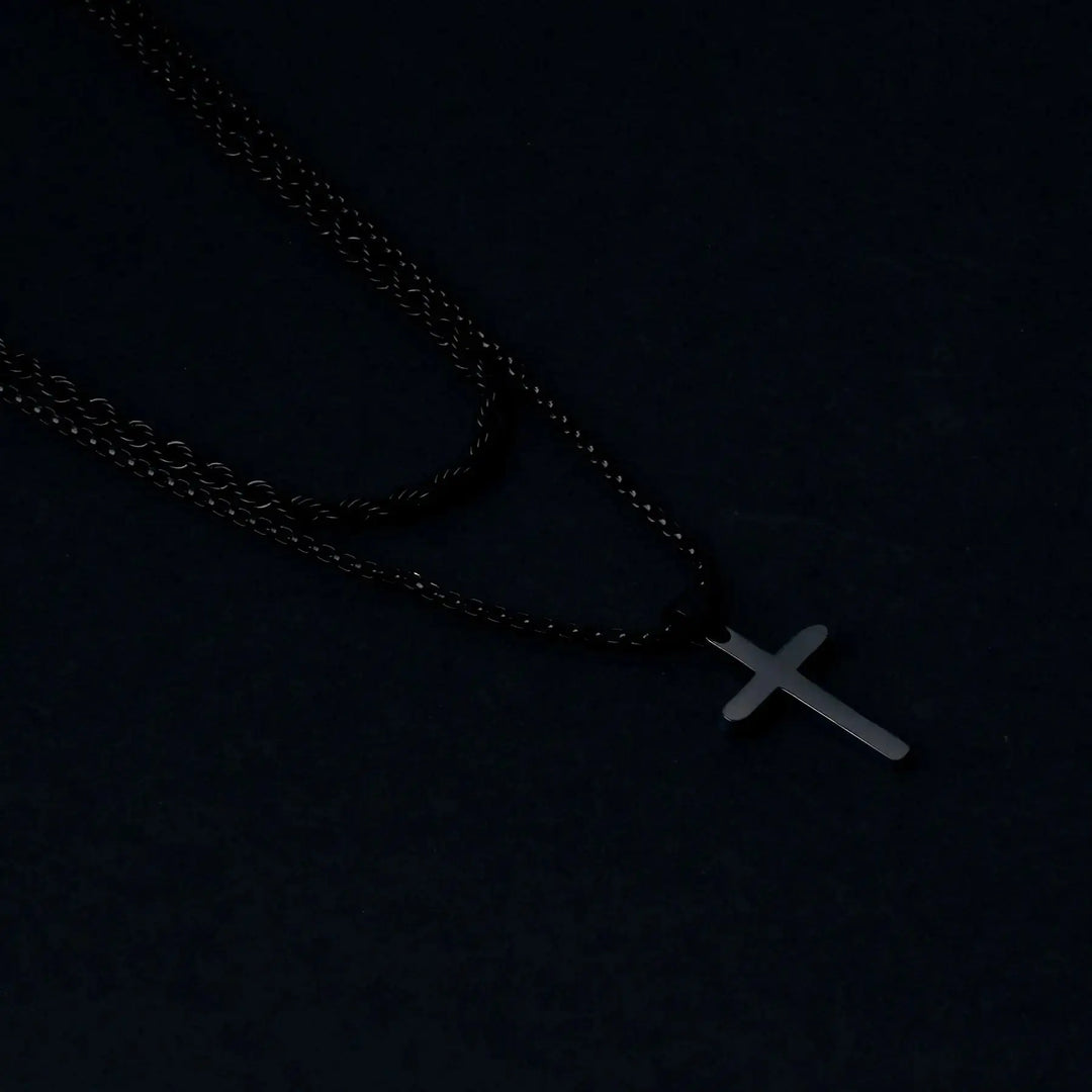 Dual Chic Black Cross Chain - Salty Accessories