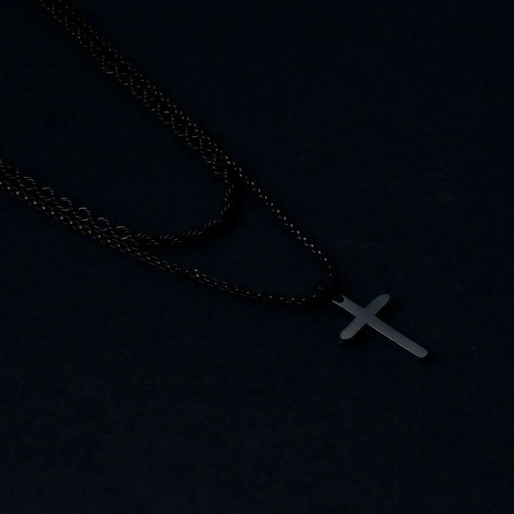 Dual Chic Black Cross Chain - Salty Accessories