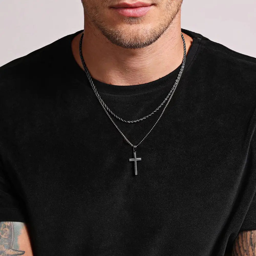 Dual Chic Black Cross Chain - Salty Accessories