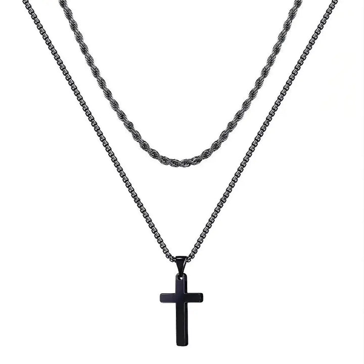 Dual Chic Black Cross Chain - Salty Accessories