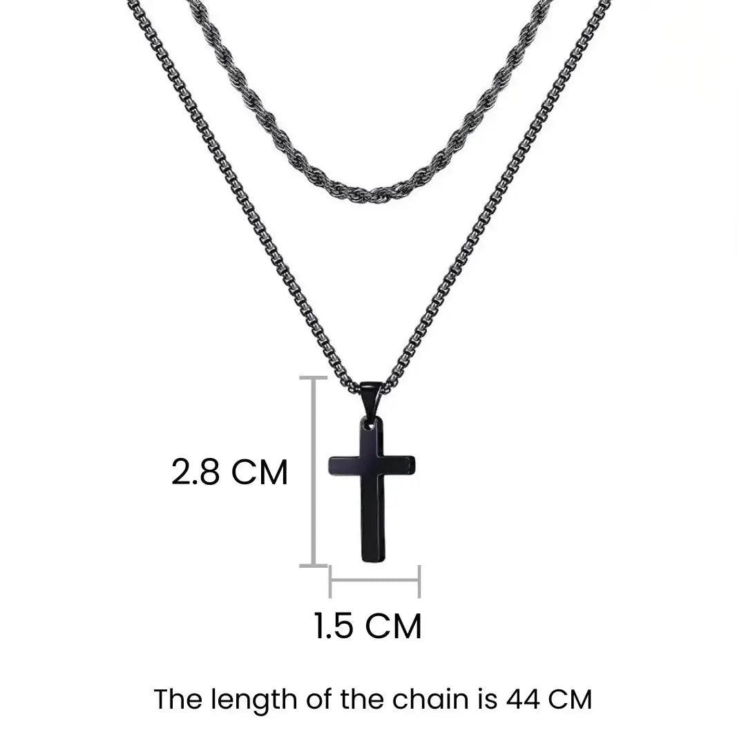 Dual Chic Black Cross Chain - Salty Accessories