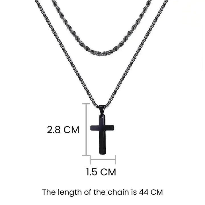 Dual Chic Black Cross Chain - Salty Accessories