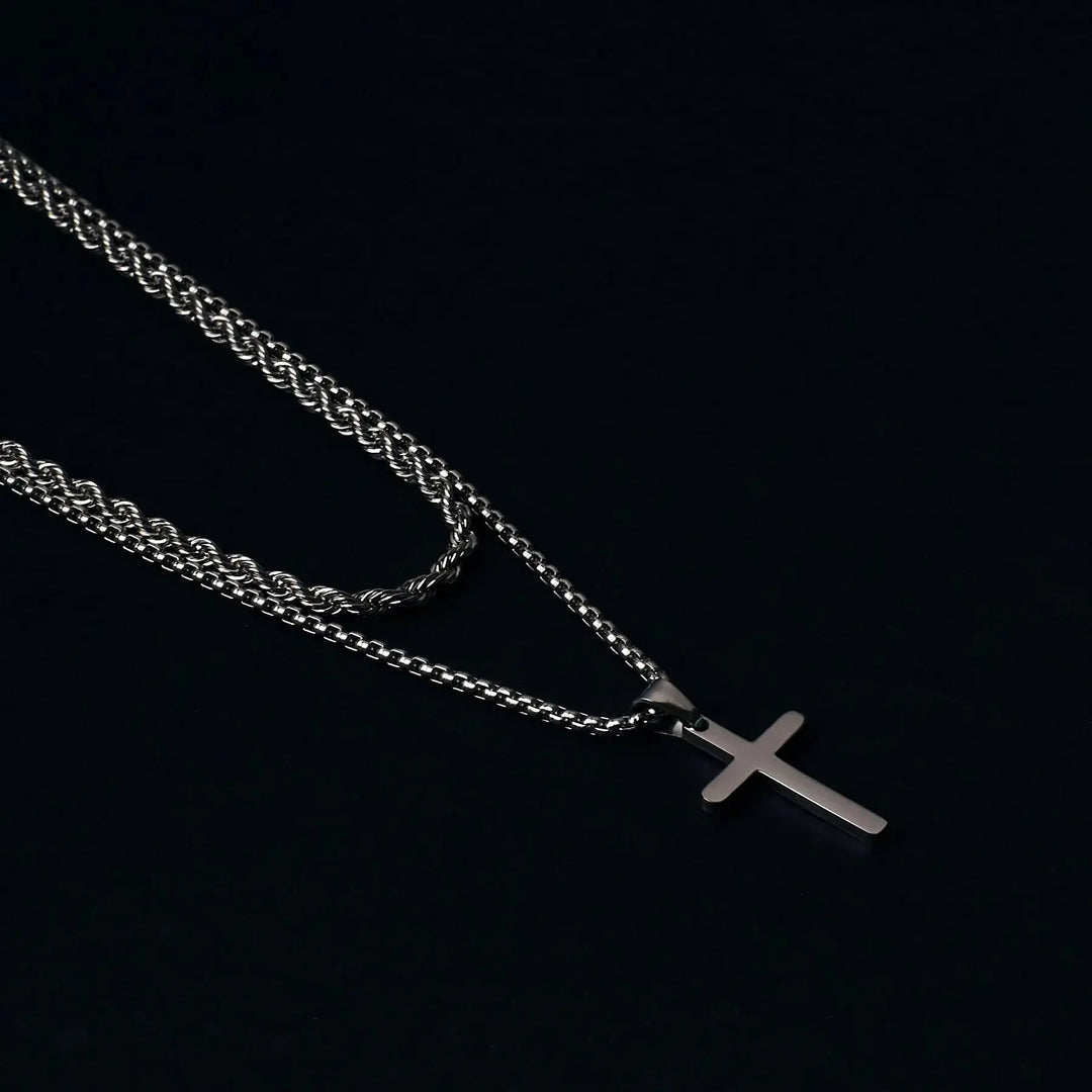 Dual Chic Silver Cross Chain - Salty Accessories