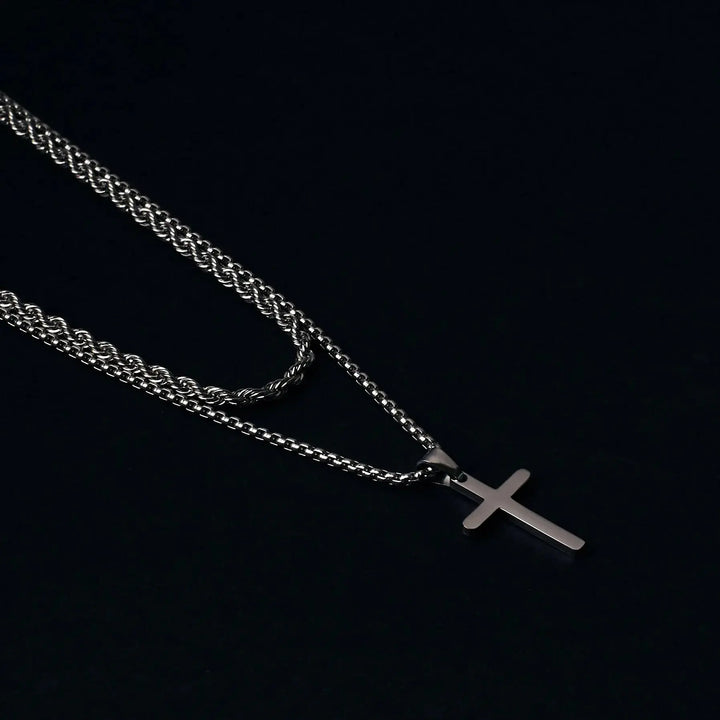Dual Chic Silver Cross Chain - Salty Accessories