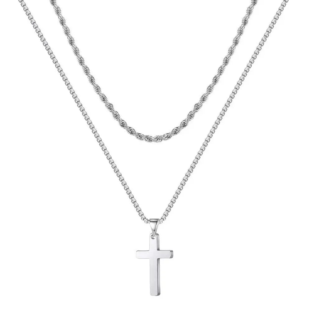 Dual Chic Silver Cross Chain - Salty Accessories