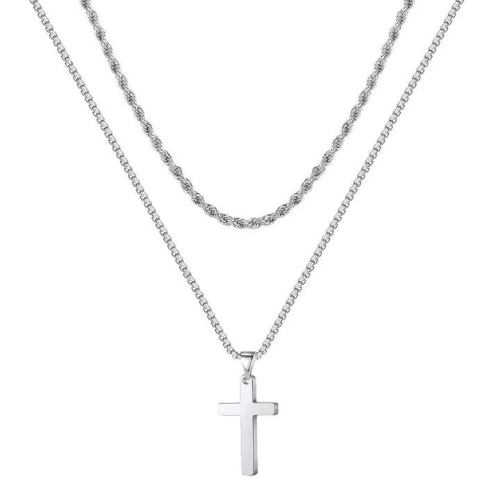 Dual Chic Silver Cross Chain - Salty Accessories