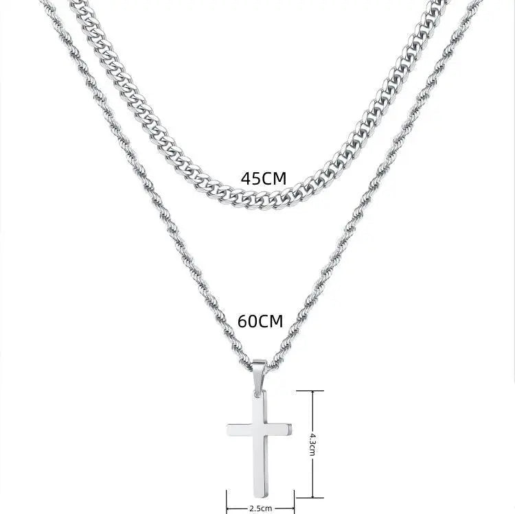 Dual Chic Silver Cross Chain - Salty Accessories