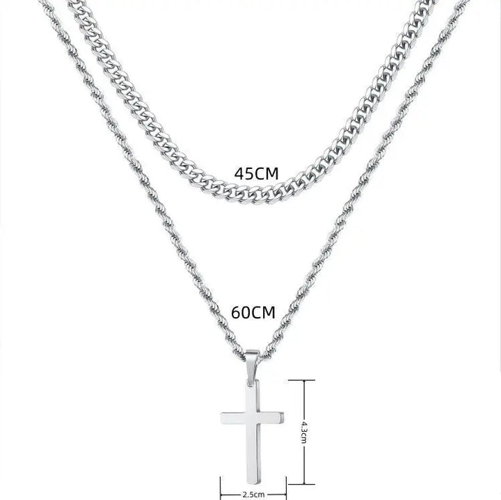 Dual Chic Silver Cross Chain - Salty Accessories