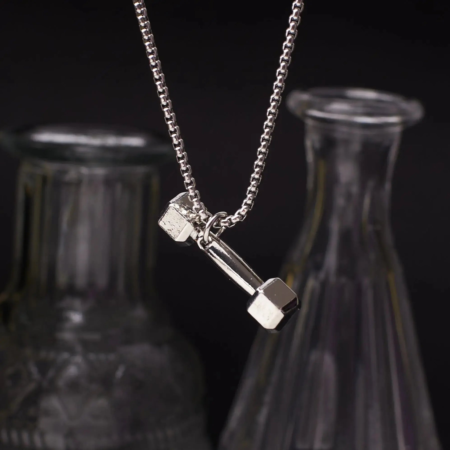 Bodybuilder Silver Chain Dumbbell Silver Chain | Salty – Salty Accessories