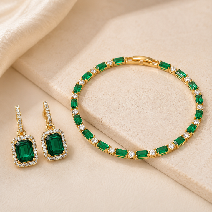 Emerald Earring &amp; Bangle Set