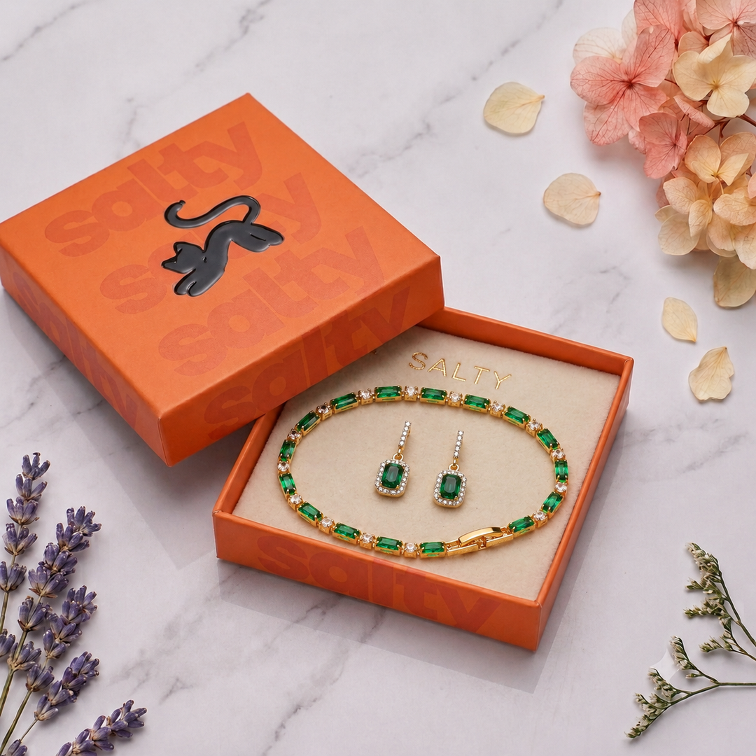 Emerald Earring &amp; Bangle Set