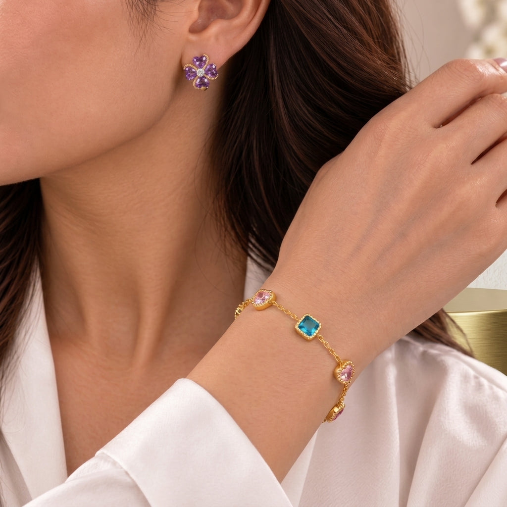 Karma Code Earrings And Bracelet Set