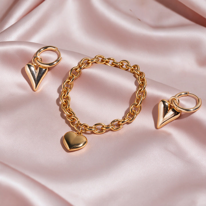 Peach Zone Earrings And Bracelet Set