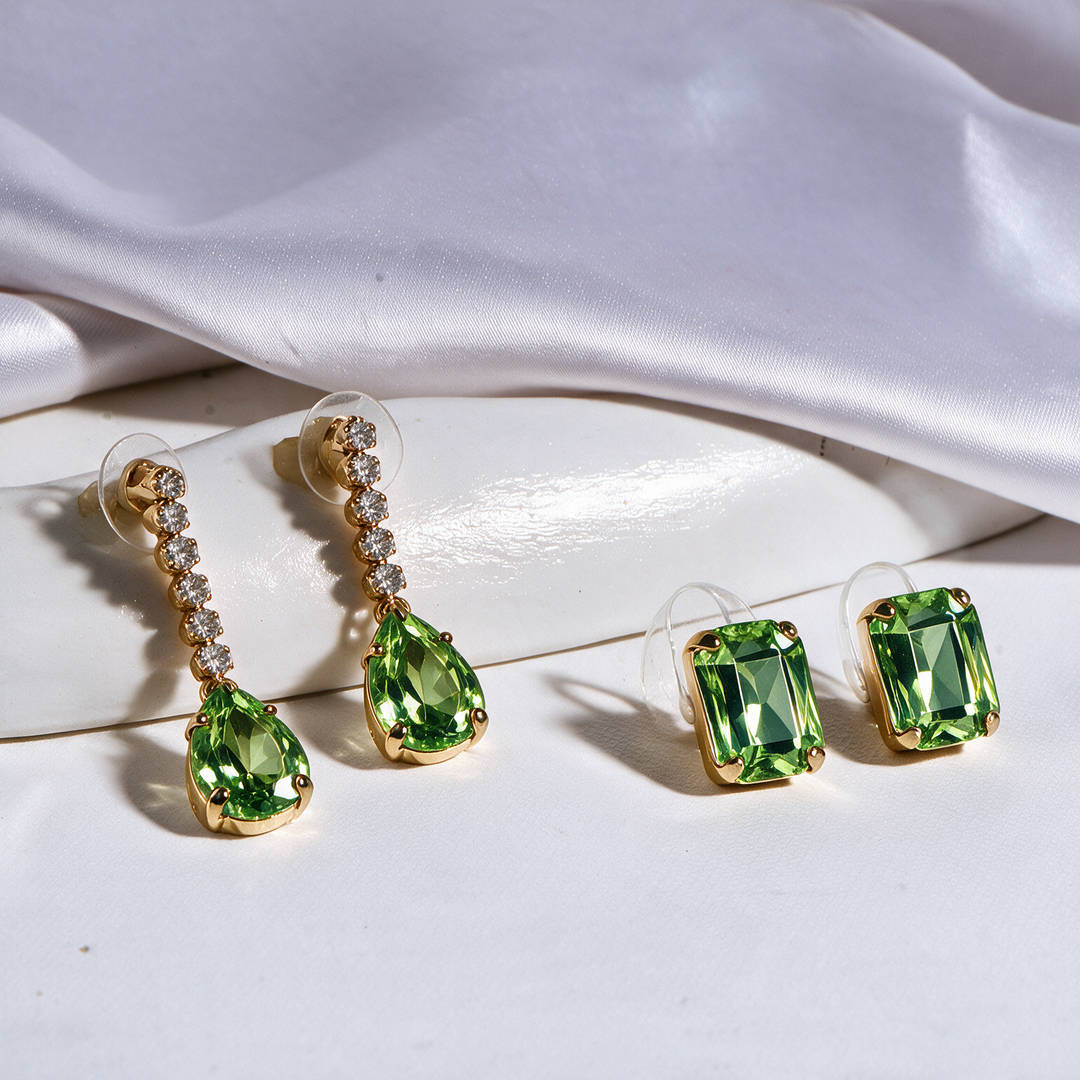 The Grand Entrance Statement Earrings Set Of 2 - Green