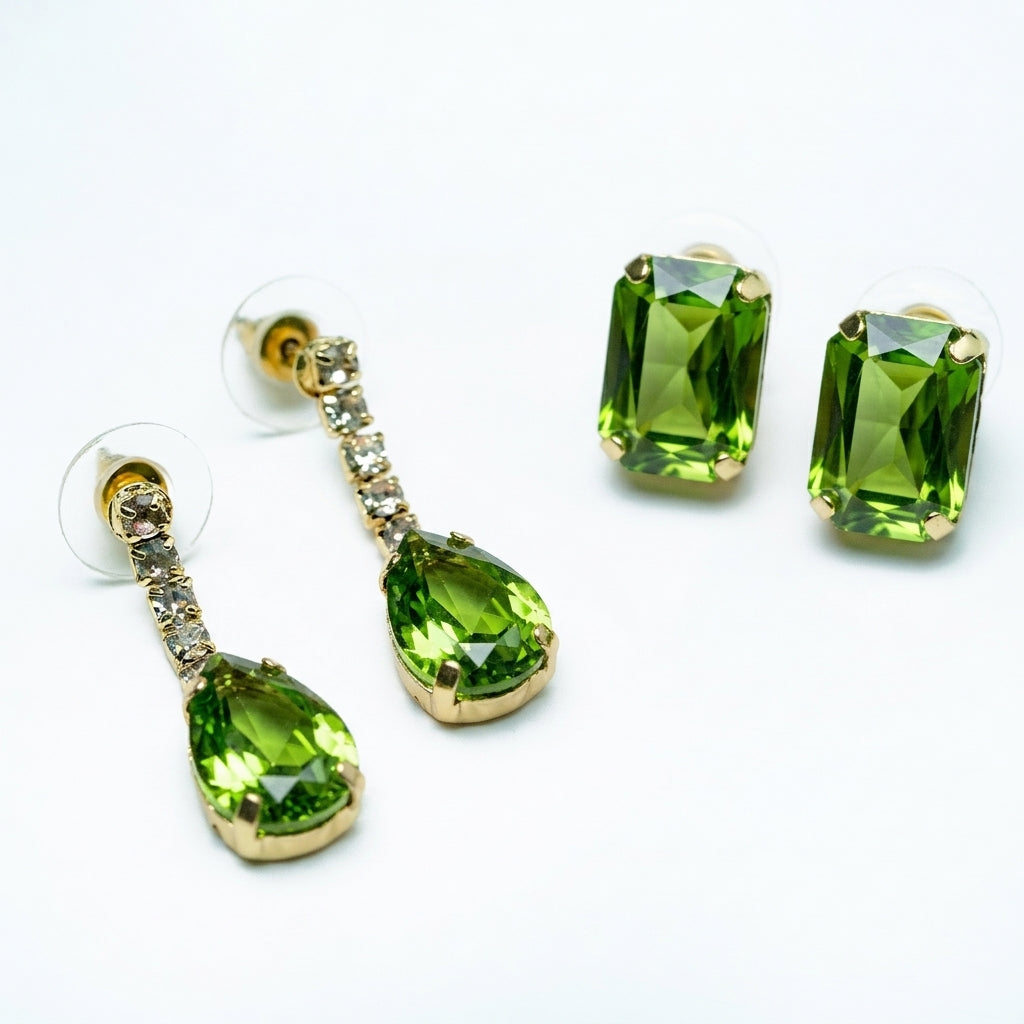 The Grand Entrance Statement Earrings Set Of 2 - Green