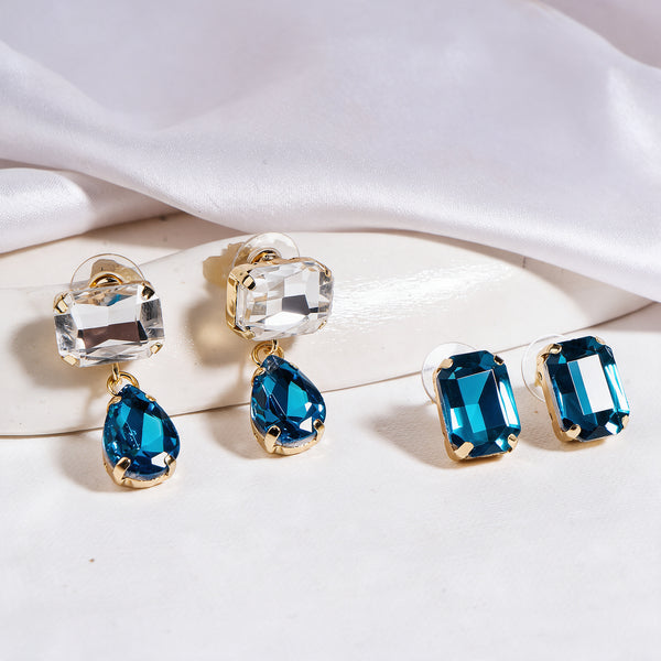 Prism Waltz Earring Set Of 2 - Blue
